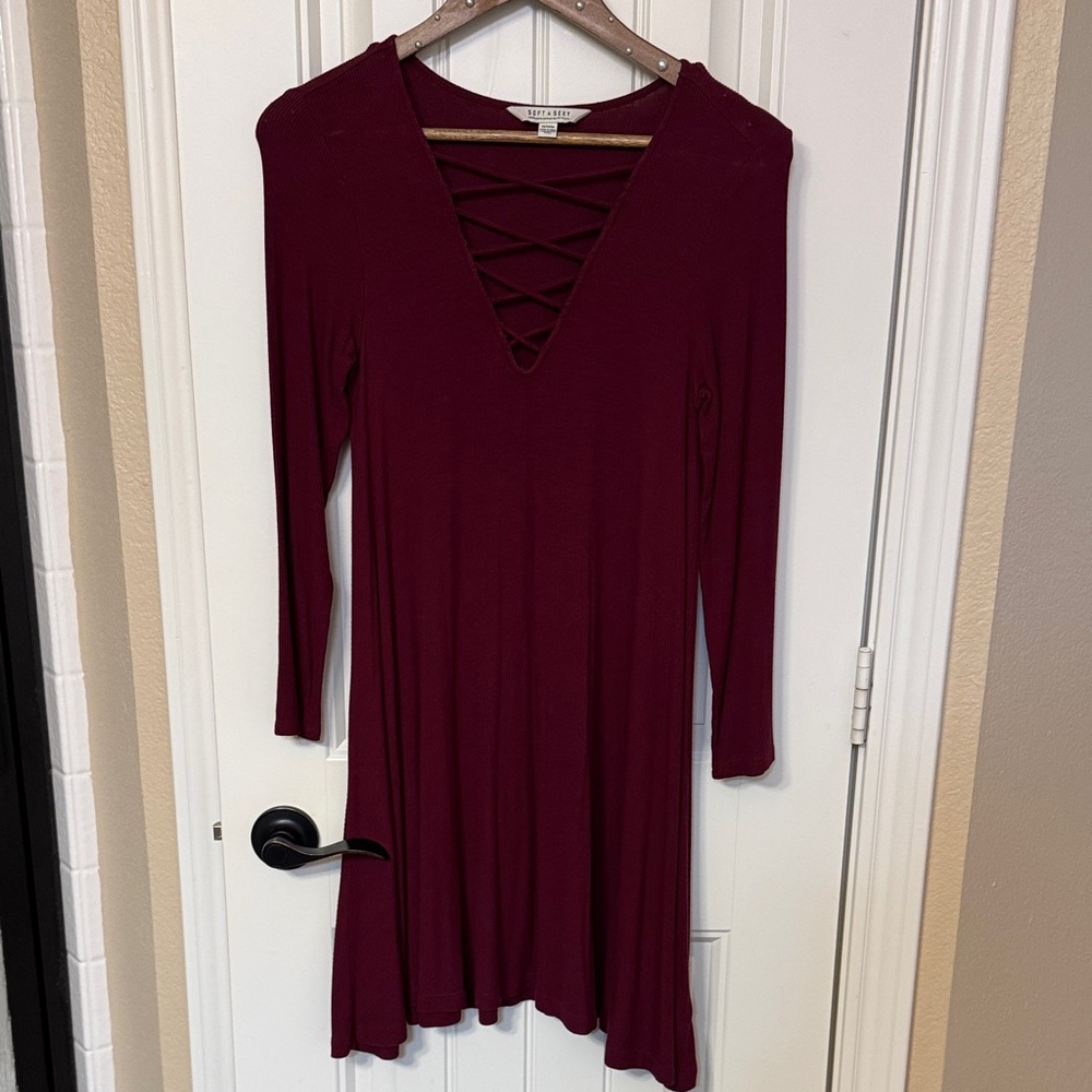 AE Burgundy Cross Neck Dress